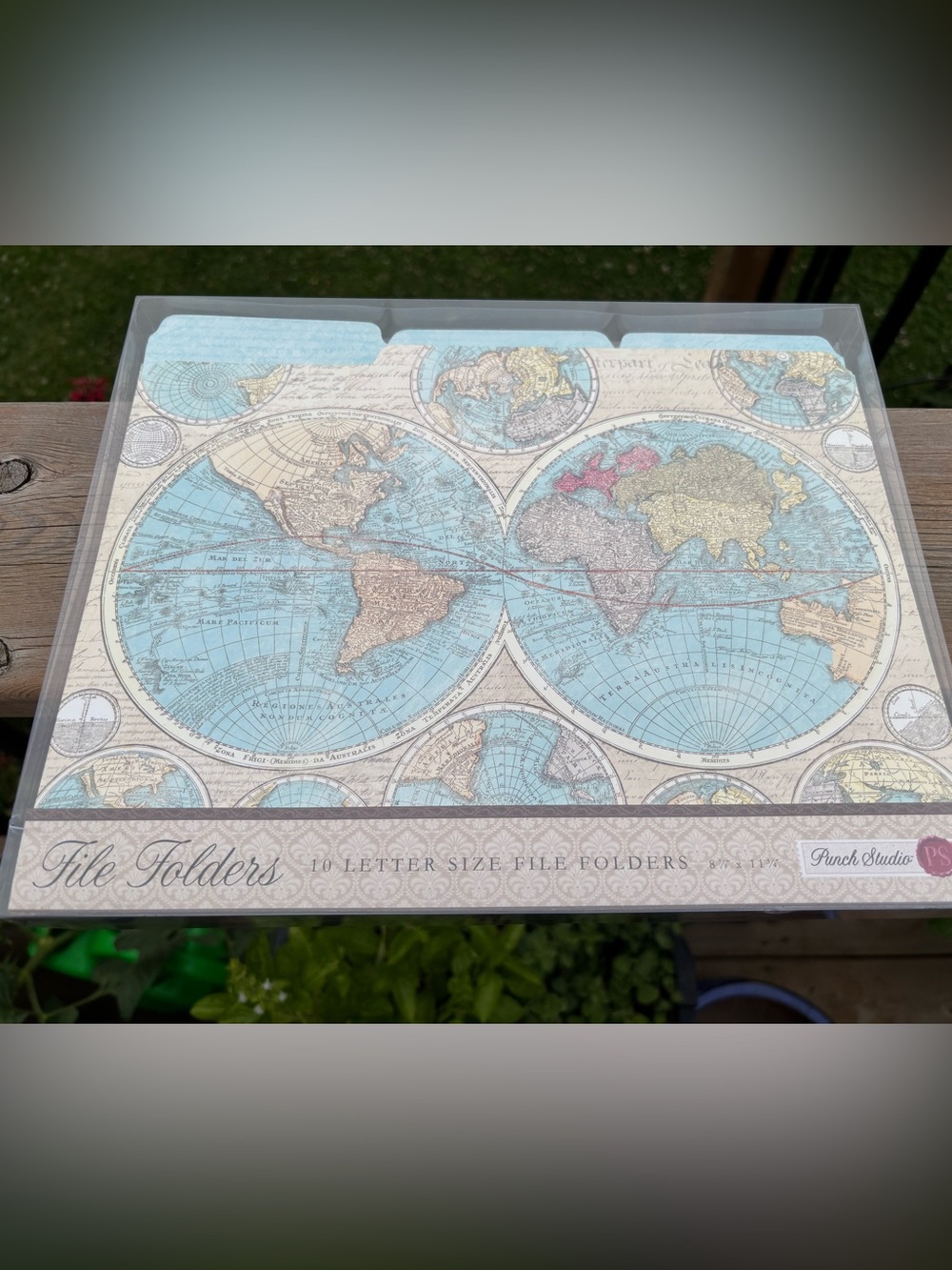 NWT Punch Studio Vintage Old World Map Decorative File Folders Set of 10